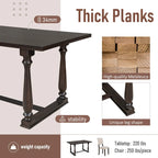 Espresso Retro 6-Piece Wooden Dining Table Set with Rectangular Table & 4 Chairs