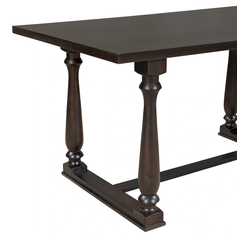 Espresso Retro 6-Piece Wooden Dining Table Set with Rectangular Table & 4 Chairs