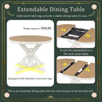Retro 5-Piece Wooden Dining Table Set with Extendable Round Table & 4 Chairs