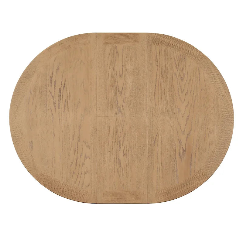 Retro 5-Piece Wooden Dining Table Set with Extendable Round Table & 4 Chairs