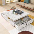 43.3 Modern Square Storage Coffee Table with 4 Drawers for Living Room