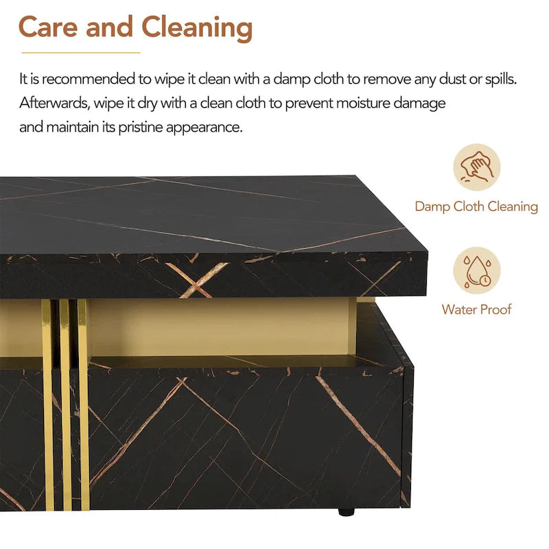 43.3 Modern Square Storage Coffee Table with 4 Drawers for Living Room