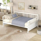 Full Solid Wood Daybed with Backrest & Armrest