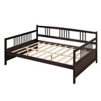 Full Solid Wood Daybed with Backrest & Armrest