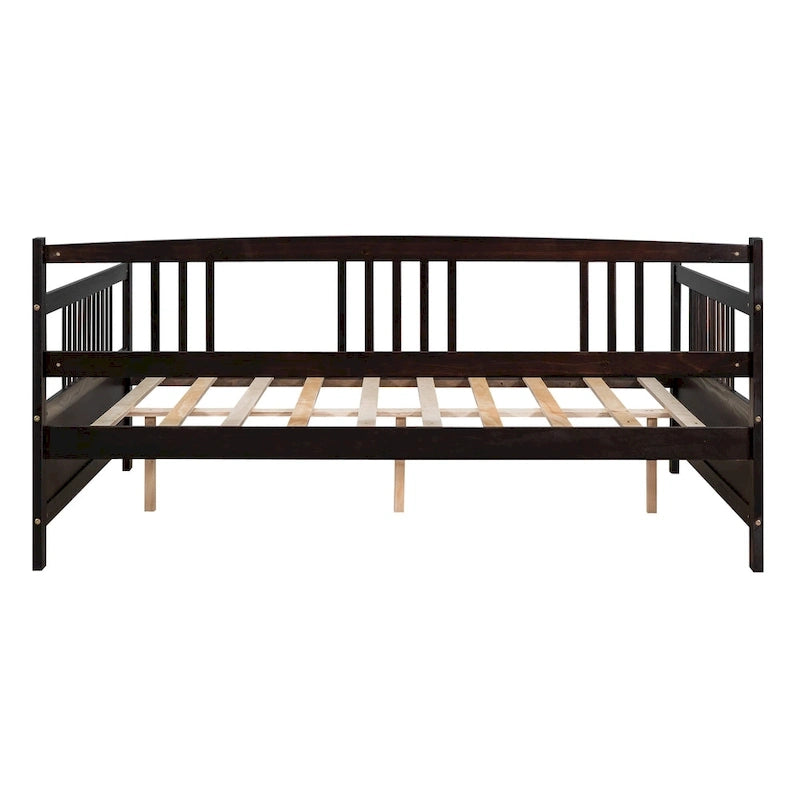 Full Solid Wood Daybed with Backrest & Armrest