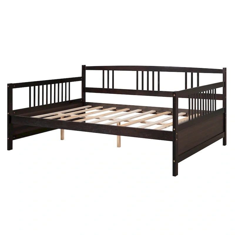 Full Solid Wood Daybed with Backrest & Armrest
