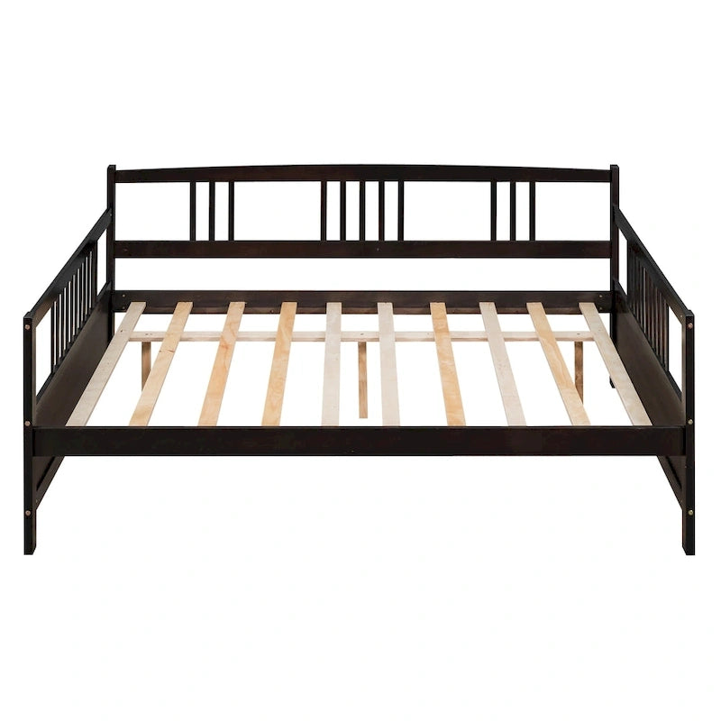 Full Solid Wood Daybed with Backrest & Armrest