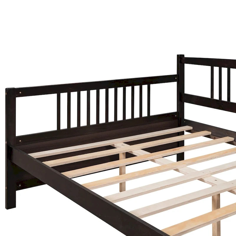 Full Solid Wood Daybed with Backrest & Armrest