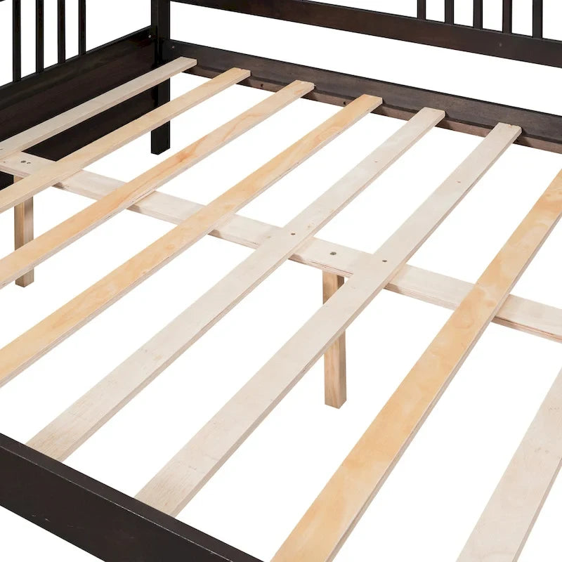 Full Solid Wood Daybed with Backrest & Armrest