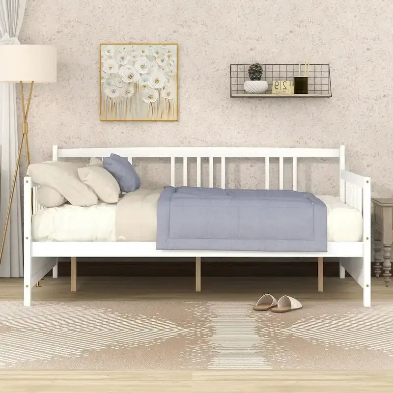 Full Solid Wood Daybed with Backrest & Armrest
