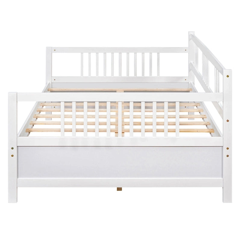 Full Solid Wood Daybed with Backrest & Armrest