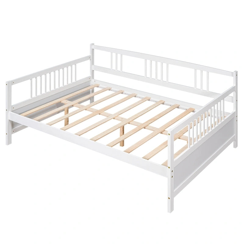 Full Solid Wood Daybed with Backrest & Armrest