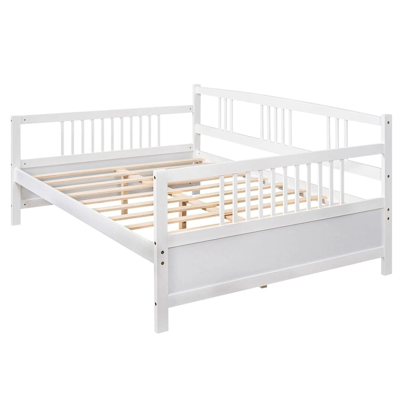 Full Solid Wood Daybed with Backrest & Armrest