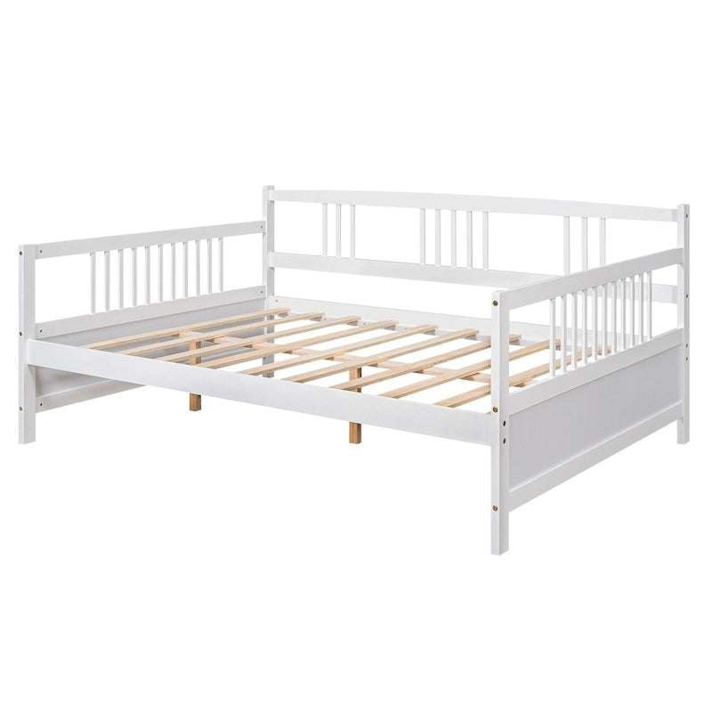Full Solid Wood Daybed with Backrest & Armrest