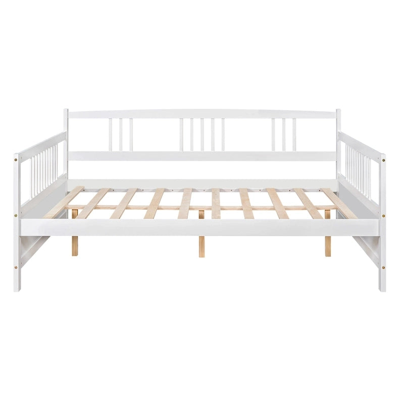 Full Solid Wood Daybed with Backrest & Armrest