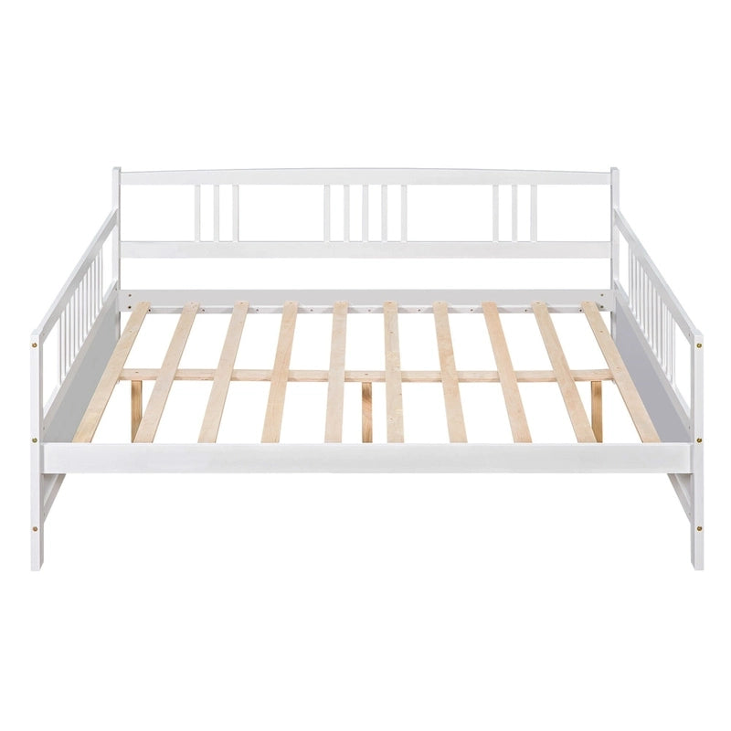 Full Solid Wood Daybed with Backrest & Armrest