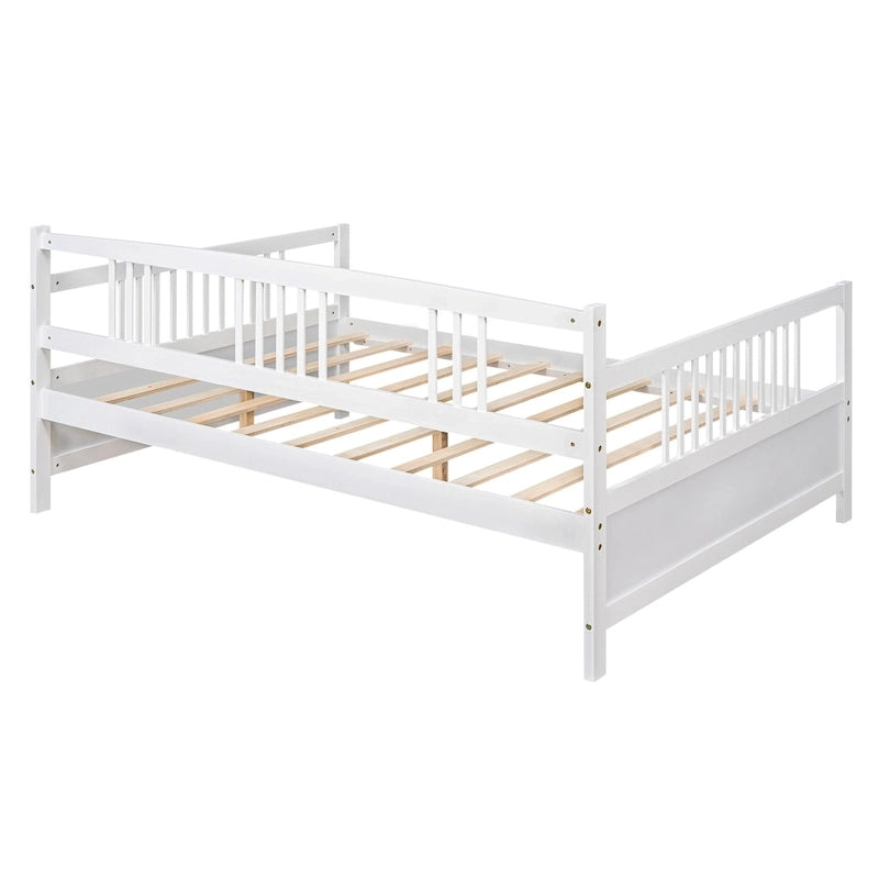 Full Solid Wood Daybed with Backrest & Armrest