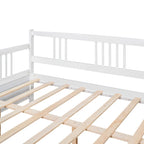 Full Solid Wood Daybed with Backrest & Armrest