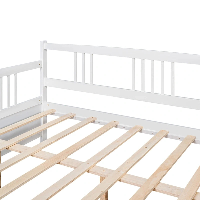 Full Solid Wood Daybed with Backrest & Armrest