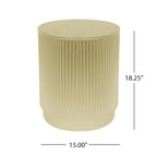 15 Modern Round Side Table with Vertical Stripes and Iron Frame for Living Room or Bedroom