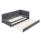 Twin Linen Daybed with Trundle and Semi-Closed Design