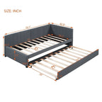 Twin Linen Daybed with Trundle and Semi-Closed Design