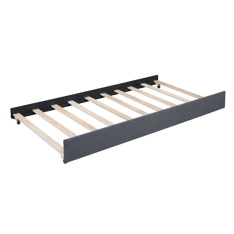 Twin Linen Daybed with Trundle and Semi-Closed Design