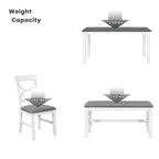 Ensemble de salle à manger en bois 6 pièces « White Farmhouse » avec table rectangulaire et 4 chaises