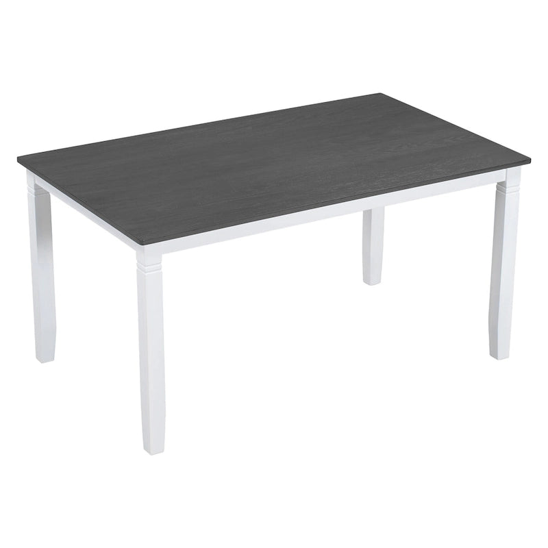 Ensemble de salle à manger en bois 6 pièces « White Farmhouse » avec table rectangulaire et 4 chaises