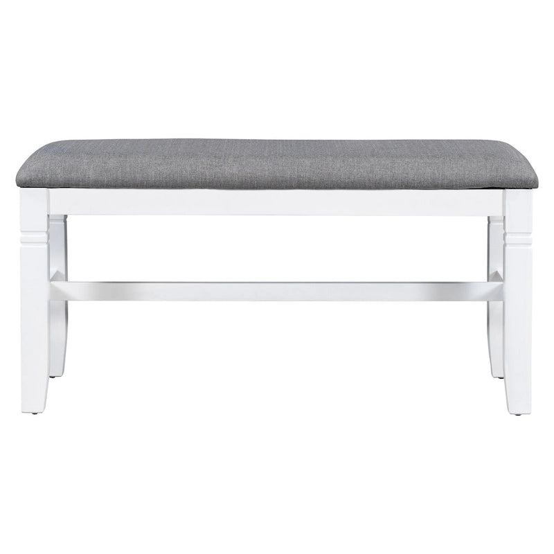 Ensemble de salle à manger en bois 6 pièces « White Farmhouse » avec table rectangulaire et 4 chaises