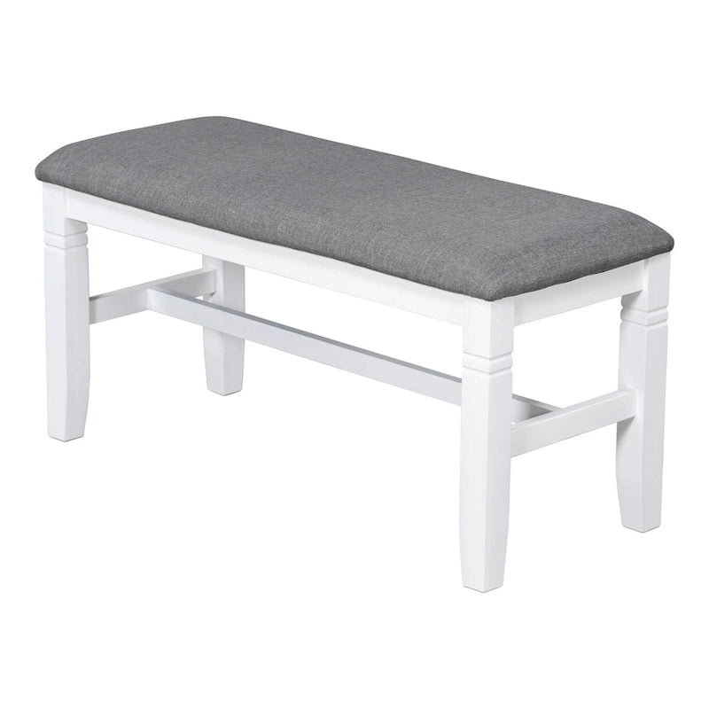 Ensemble de salle à manger en bois 6 pièces « White Farmhouse » avec table rectangulaire et 4 chaises