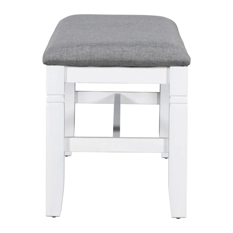 Ensemble de salle à manger en bois 6 pièces « White Farmhouse » avec table rectangulaire et 4 chaises