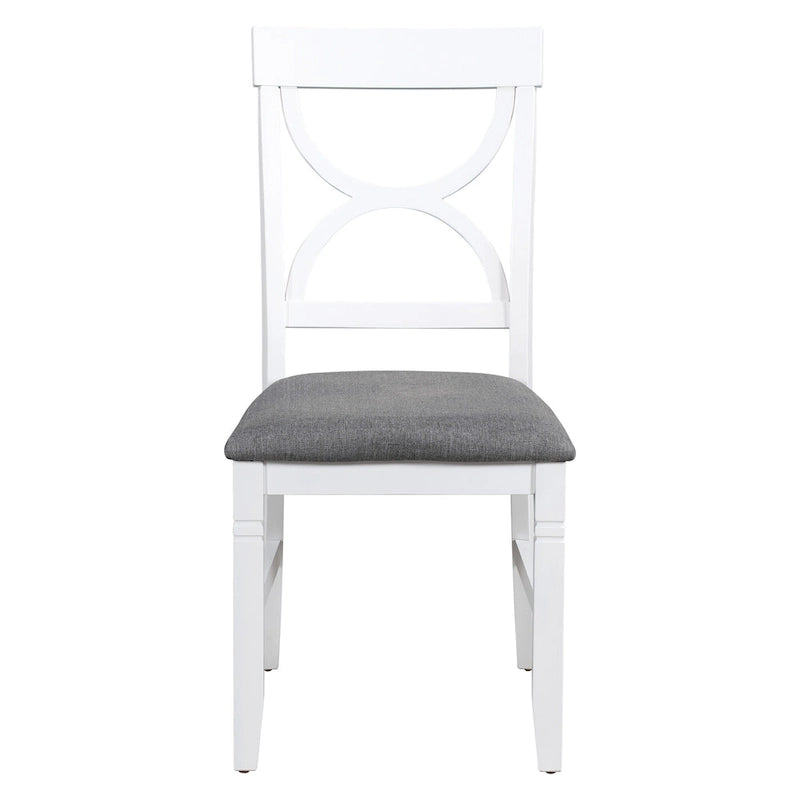 Ensemble de salle à manger en bois 6 pièces « White Farmhouse » avec table rectangulaire et 4 chaises