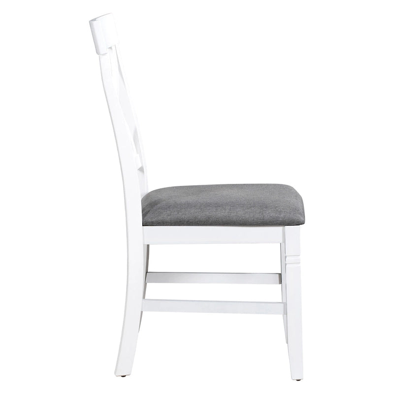 Ensemble de salle à manger en bois 6 pièces « White Farmhouse » avec table rectangulaire et 4 chaises