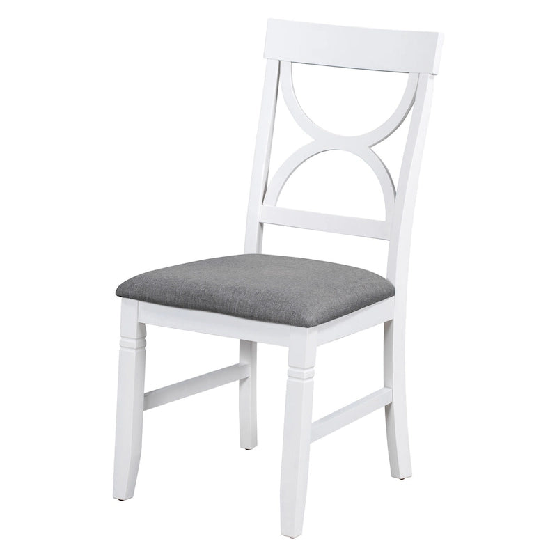 Ensemble de salle à manger en bois 6 pièces « White Farmhouse » avec table rectangulaire et 4 chaises