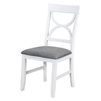 Ensemble de salle à manger en bois 6 pièces « White Farmhouse » avec table rectangulaire et 4 chaises