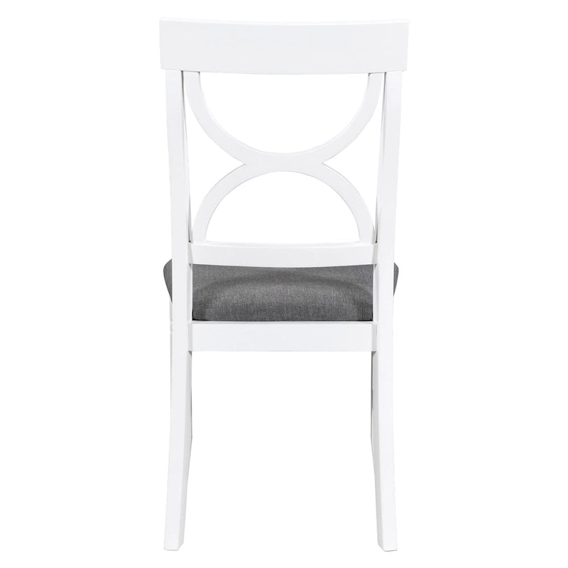 Ensemble de salle à manger en bois 6 pièces « White Farmhouse » avec table rectangulaire et 4 chaises