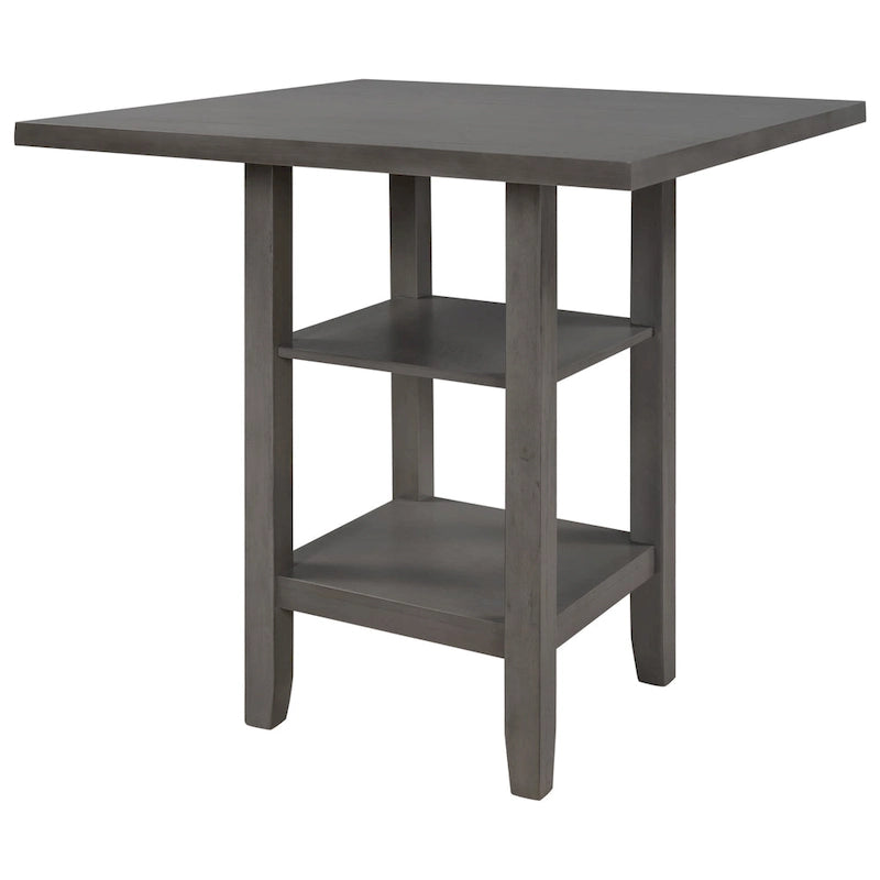 5-Piece Counter Height Wooden Dining Table Set with 4 Chairs & Shelf