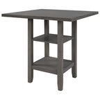 5-Piece Counter Height Wooden Dining Table Set with 4 Chairs & Shelf