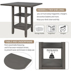5-Piece Counter Height Wooden Dining Table Set with 4 Chairs & Shelf
