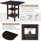 5-Piece Counter Height Wooden Dining Table Set with 4 Chairs & Shelf