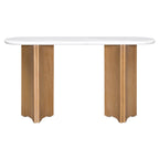 53.9 Console Table with Faux Marble Top & Wood Base