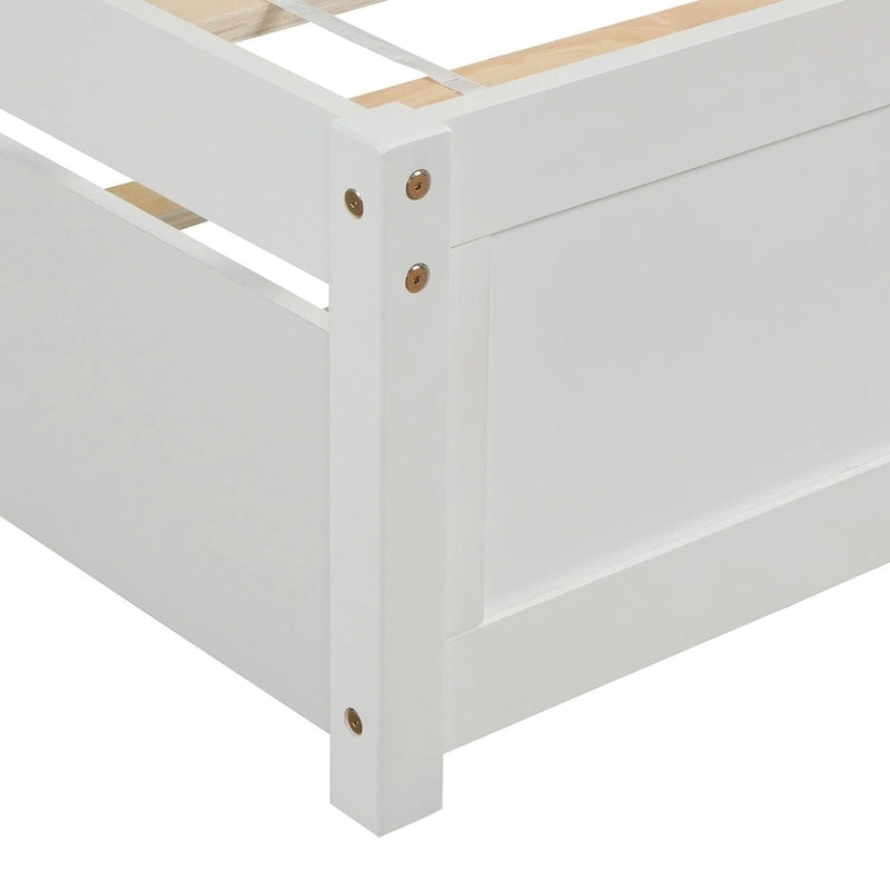 Twin Pine Platform Bed with Trundle & Slat Headboard