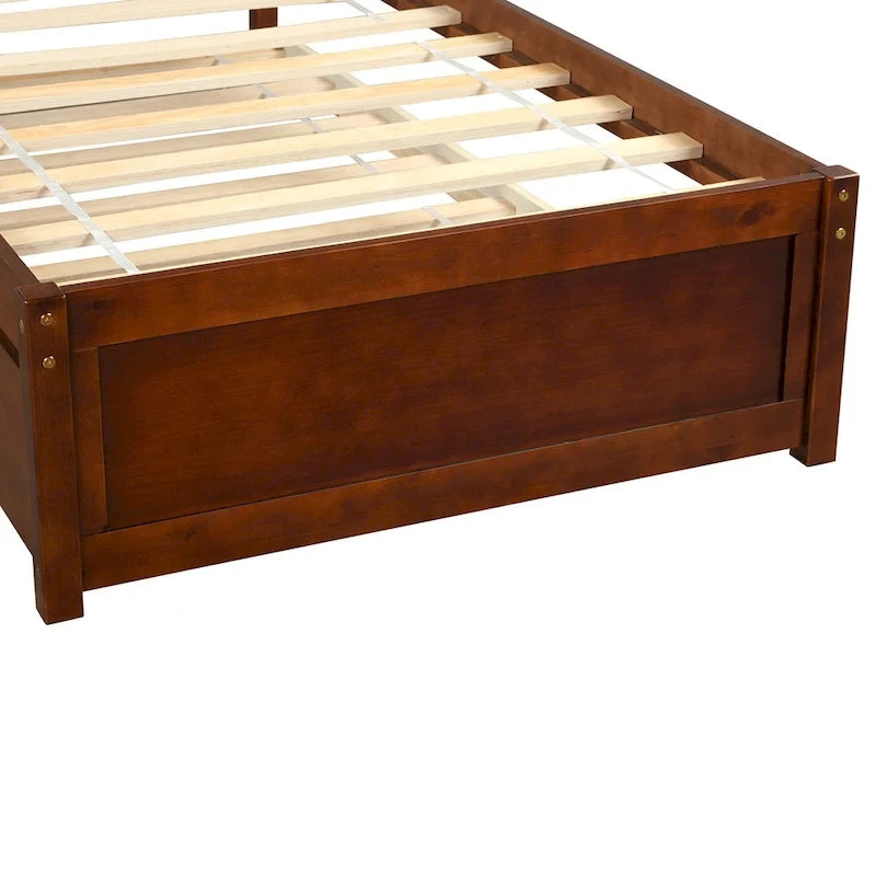 Twin Pine Platform Bed with Trundle & Slat Headboard