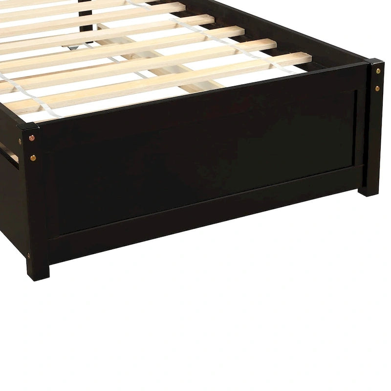 Twin Pine Platform Bed with Trundle & Slat Headboard
