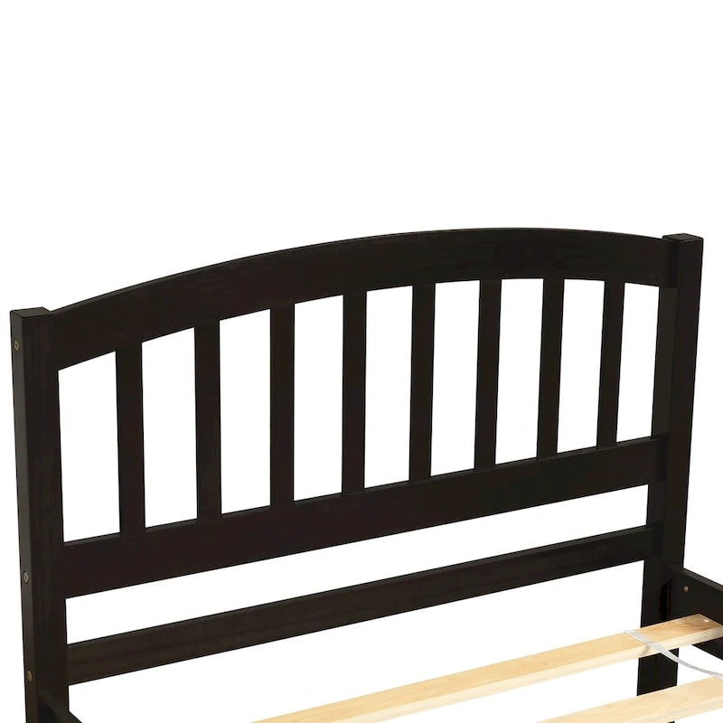Twin Pine Platform Bed with Trundle & Slat Headboard