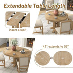 Ensemble de salle à manger 5 pièces en bois avec table ronde extensible et 4 chaises