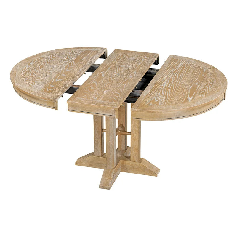 Ensemble de salle à manger 5 pièces en bois avec table ronde extensible et 4 chaises