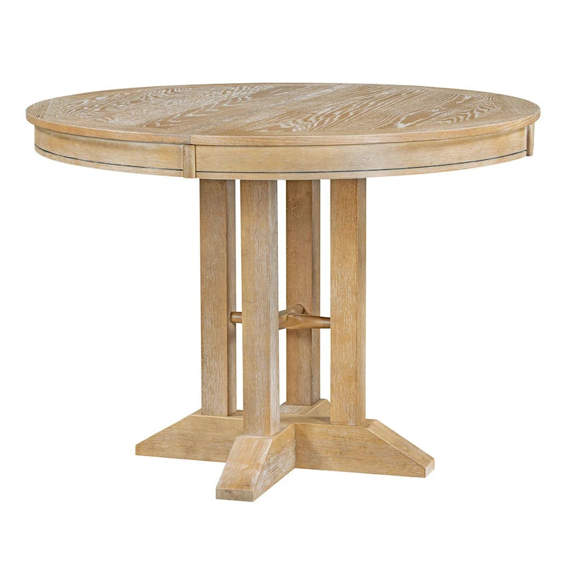 Ensemble de salle à manger 5 pièces en bois avec table ronde extensible et 4 chaises