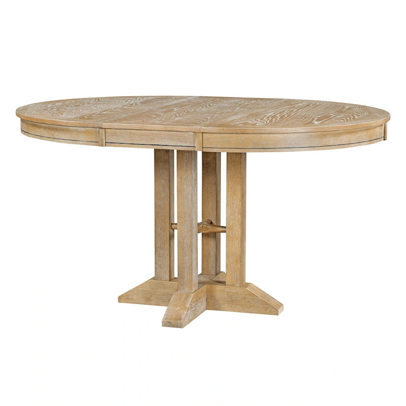 Ensemble de salle à manger 5 pièces en bois avec table ronde extensible et 4 chaises